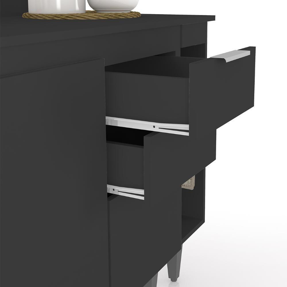 Armário De Cozinha Com Tampo Cp11 200cm Pérola Preto Z34 - Mpozenato - 6