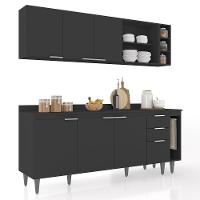 Armário De Cozinha Com Tampo Cp11 200cm Pérola Preto Z34 - Mpozenato - 1