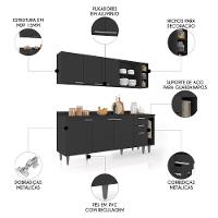 Armário De Cozinha Com Tampo Cp11 200cm Pérola Preto Z34 - Mpozenato - 3
