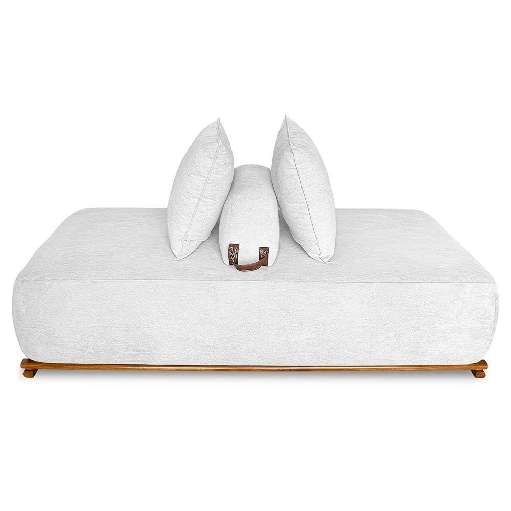 Sofá 3 Lugares 220cm Ilha Base Madeira Viero S06 Boucle Branco - Mpozenato - 5