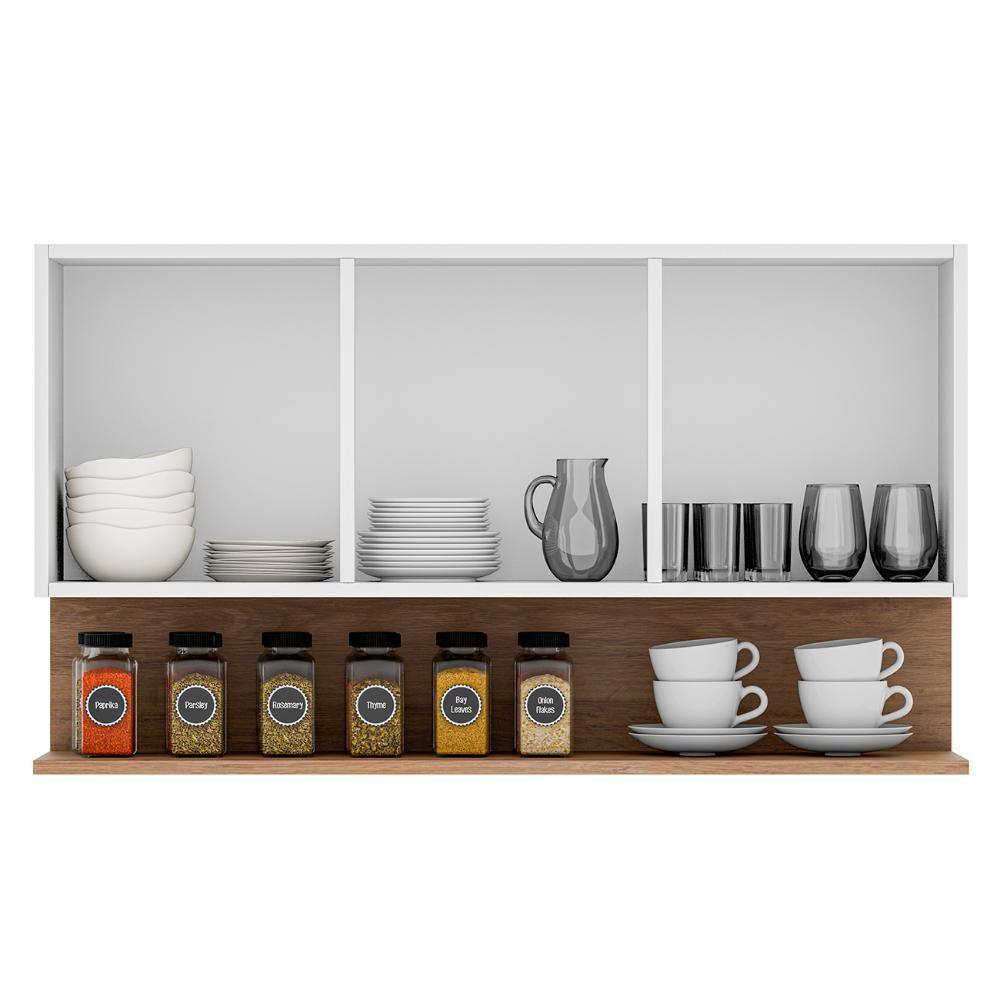 Armário De Cozinha Aéreo 118cm 3 Portas Duda Z34 Branco/freijó - Mpozenato - 5
