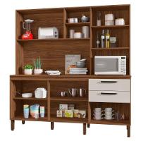 Armário De Cozinha Compacta 182cm Giga Balcão Com Tampo Z06 Nogueira/off White - Mpozenato - 3