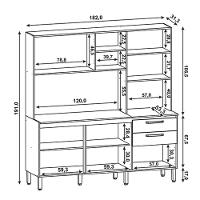 Armário De Cozinha Compacta 182cm Giga Balcão Com Tampo Z06 Nogueira/off White - Mpozenato