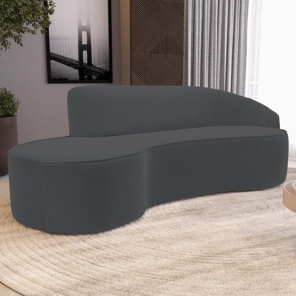 Sofá Living 3 Lugares 210cm Braço Direito Mozart D06 Veludo Cinza - Mpozenato - 3