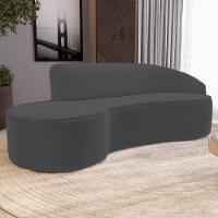 Sofá Living 3 Lugares 210cm Braço Direito Mozart D06 Veludo Cinza - Mpozenato - 3