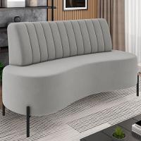Sofá 2 Lugares 160cm Pés Aço Preto Tamar K04 Veludo Cinza - Mpozenato - 2