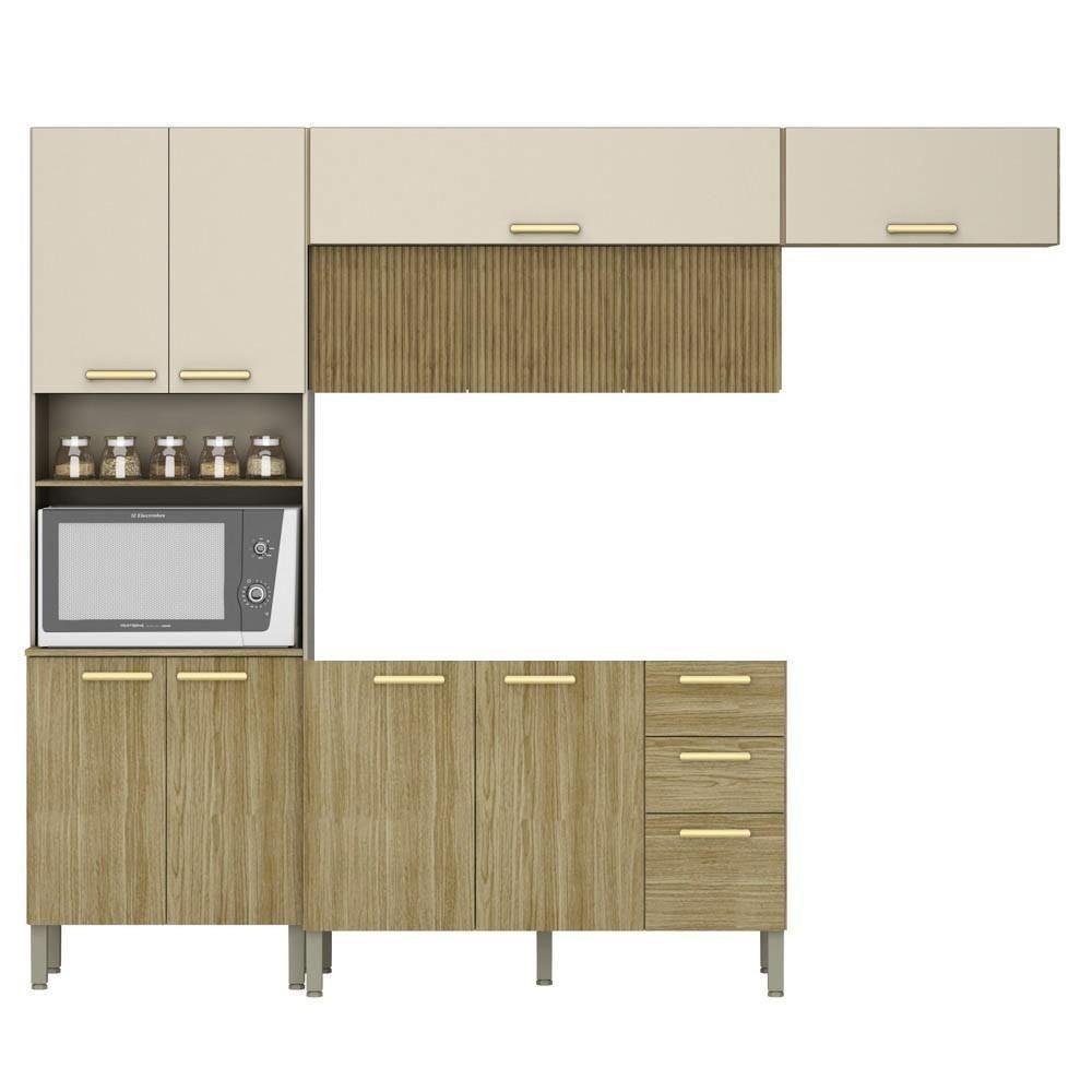 Armário De Cozinha 5 Peças Urban04 Balcão Sem Tampo 120cm Z06 Freijó/vanilla - Mpozenato - 1