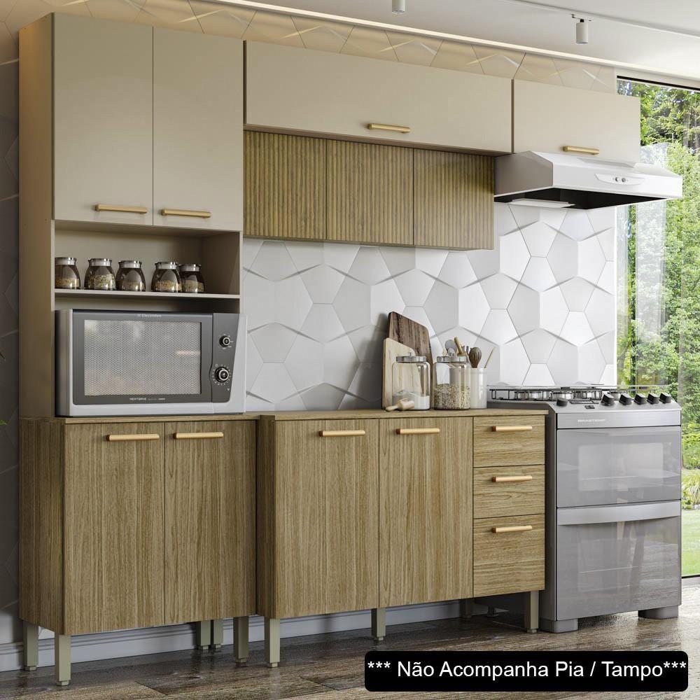 Armário De Cozinha 5 Peças Urban04 Balcão Sem Tampo 120cm Z06 Freijó/vanilla - Mpozenato - 2