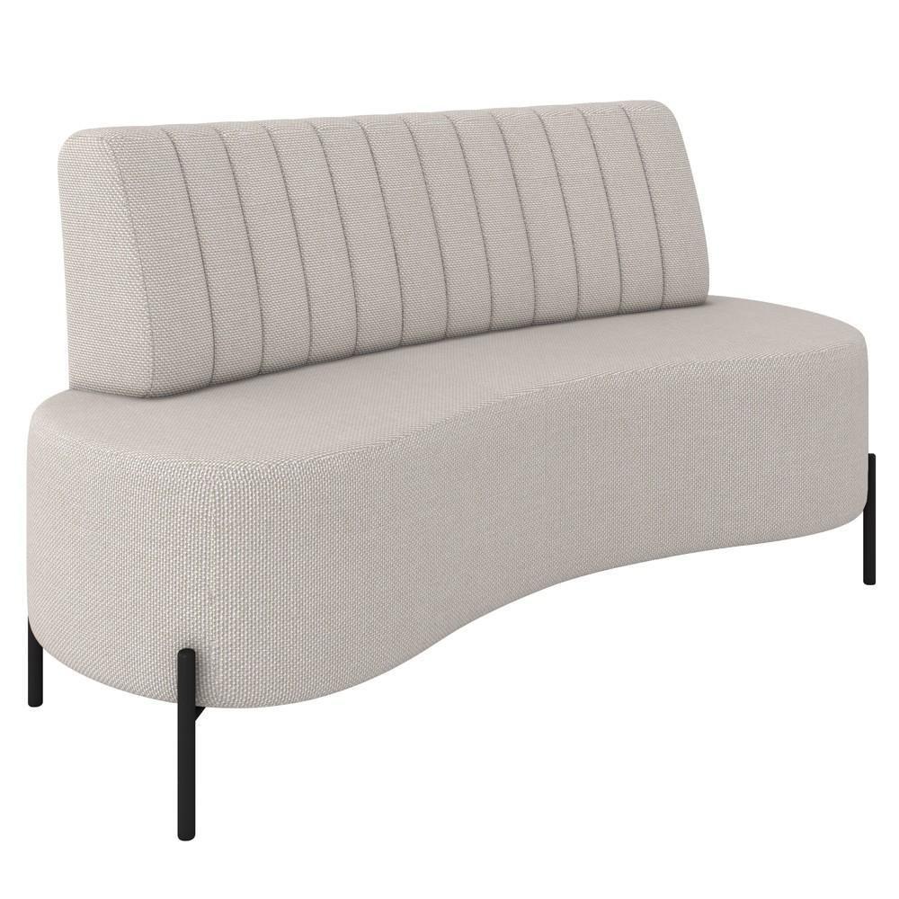 Sofá 2 Lugares 135cm Pés Aço Preto Tamar K04 Linho Areia - Mpozenato - 1