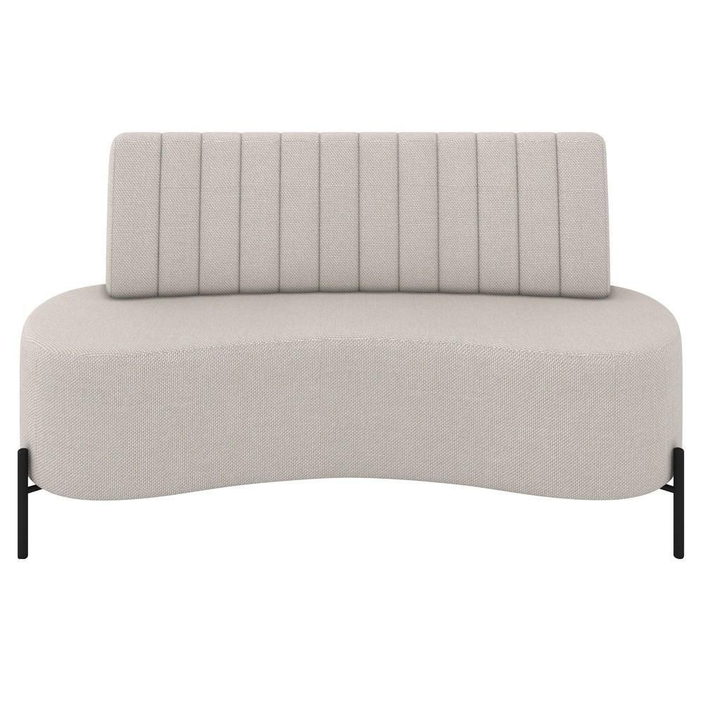 Sofá 2 Lugares 135cm Pés Aço Preto Tamar K04 Linho Areia - Mpozenato - 3