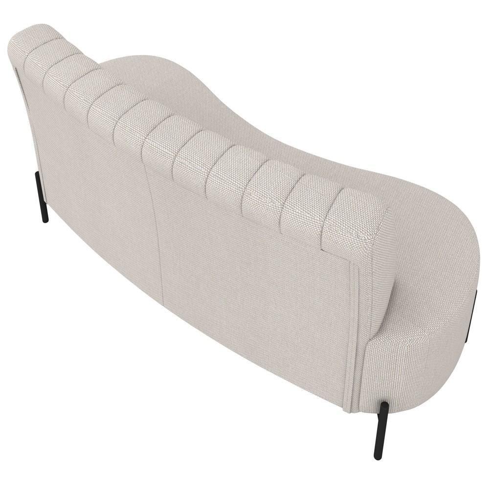 Sofá 2 Lugares 135cm Pés Aço Preto Tamar K04 Linho Areia - Mpozenato - 5