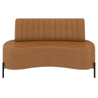 Sofá 2 Lugares 135cm Pés Aço Preto Tamar K04 Sintético Camel - Mpozenato - 5