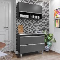 Armário De Cozinha Com Nicho Cp01 E Pia 100cm Z34 Preto/grafite - Mpozenato