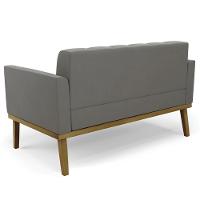 Sofá Namoradeira E 2 Poltronas Base Madeira Castanho Ana Suede Grafite - Ibiza - 8