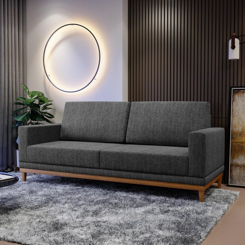 Sofá Living 145cm 2 Lugares Kayrós D05 Linho Chumbo - Mpozenato - 2