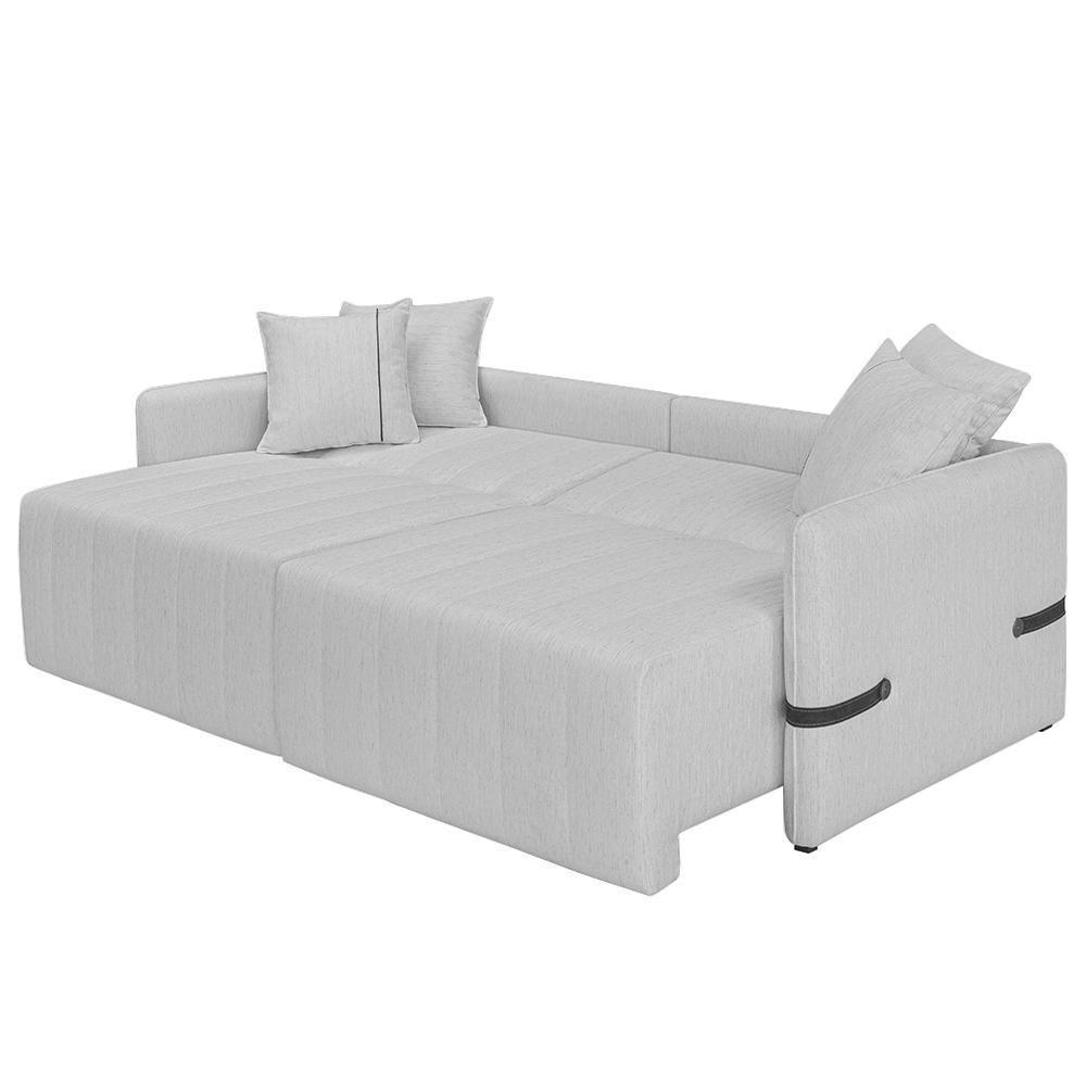 Sofá Cama Retrátil 220cm Essence D05 Linho Cinza/preto - Mpozenato - 5