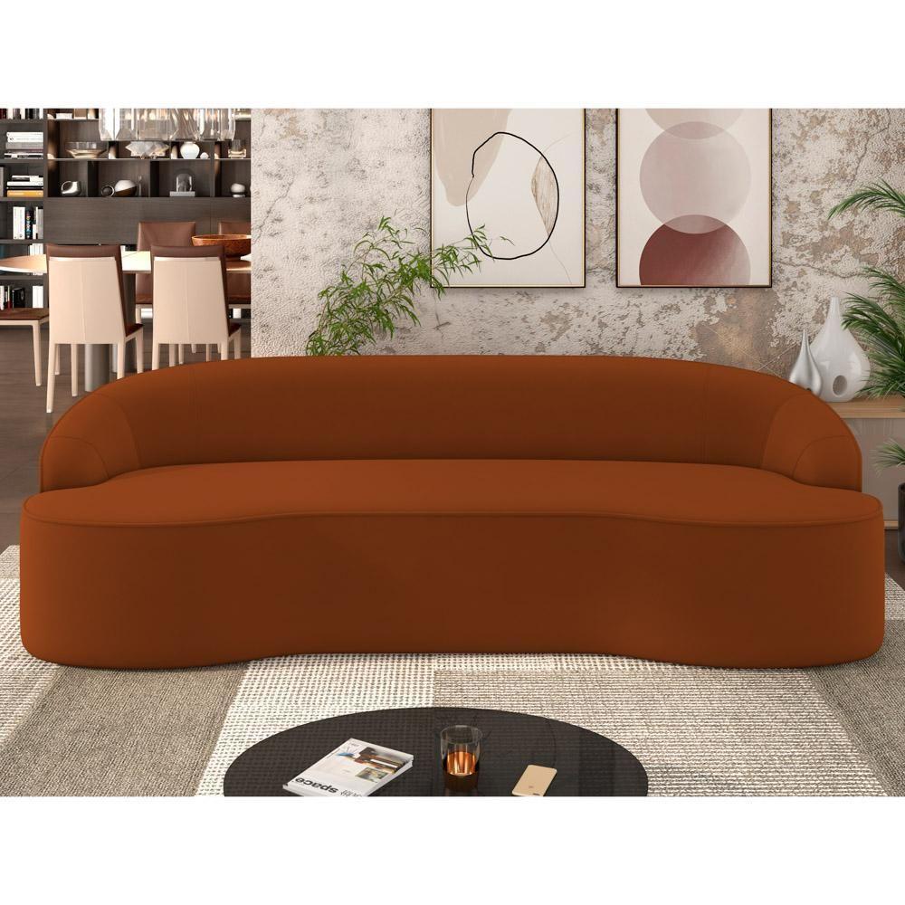Sofá 2 Lugares Para Sala De Estar Living 150cm Theo D06 Veludo Laranja - Mpozenato - 2