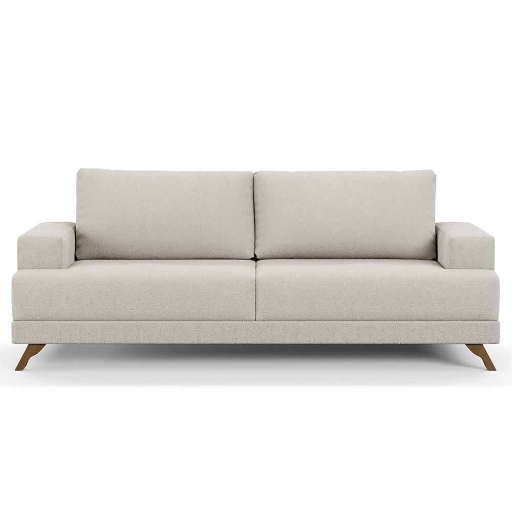Sofá 3 Lugares 200cm Living Pés Curvos Santi D05 Boucle Creme - Mpozenato - 1