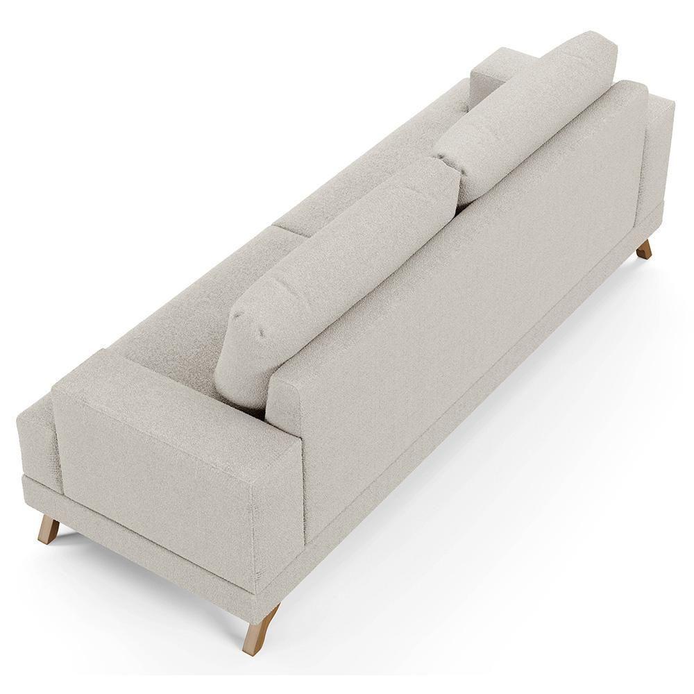 Sofá 3 Lugares 200cm Living Pés Curvos Santi D05 Boucle Creme - Mpozenato - 6