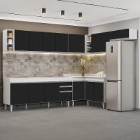 Armário De Cozinha Modulado De Canto 8 Peças Cp25 Balcão Sem Tampo Branco/preto - Lumil - 2
