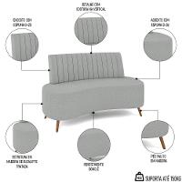 Sofá 2 Lugares Para Sala Living 135cm Pés Palito Tamar K04 Bouclê Cinza Claro - Mpozenato - 2