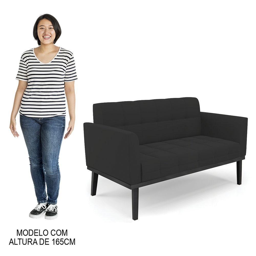 Sofá Namoradeira Base Madeira Preto Ana Veludo Preto - Ibiza - 5