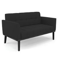 Sofá Namoradeira Base Madeira Preto Ana Veludo Preto - Ibiza - 1
