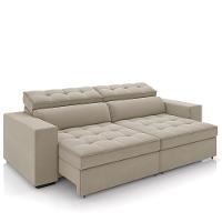 Sofá Retrátil Reclinável 3 Lugares 218cm Vick M22 Suede Bege - Mpozenato - 1