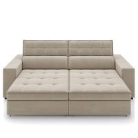 Sofá Retrátil Reclinável 3 Lugares 218cm Vick M22 Suede Bege - Mpozenato - 6