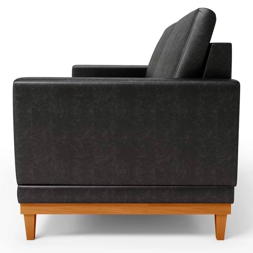 Sofá 3 Lugares 180cm Living Sala De Estar Kayrós D05 Sintético Preto - Mpozenato - 5