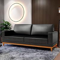 Sofá 3 Lugares 180cm Living Sala De Estar Kayrós D05 Sintético Preto - Mpozenato - 2