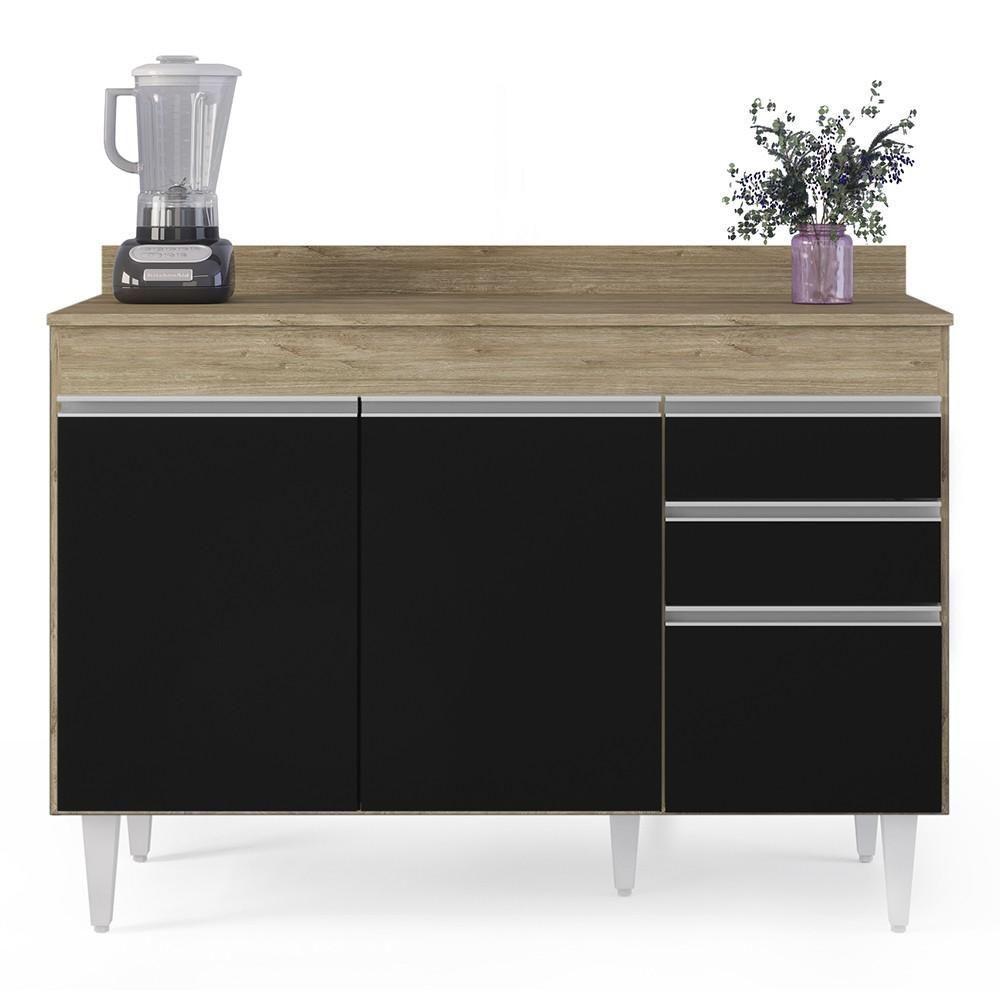 Armário De Cozinha Modulado De Canto Esquerdo 4 Peças Cp47 Balcão Com Tampo Castanho/preto - Lumil - 2