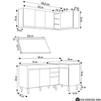 Armário De Cozinha Modulado De Canto Esquerdo 4 Peças Cp47 Balcão Com Tampo Castanho/preto - Lumil - 8