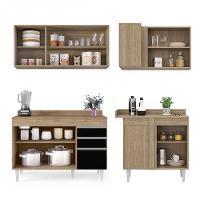 Armário De Cozinha Modulado De Canto Esquerdo 4 Peças Cp47 Balcão Com Tampo Castanho/preto - Lumil - 9