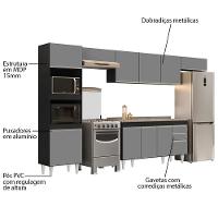 Armário De Cozinha Modulada 5 Peças Cp15 Balcão Com Pia Inox Preto/cinza - Lumil - 3