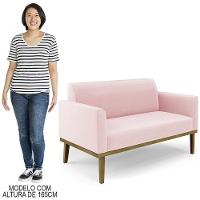 Sofá Namoradeira Base Madeira Castanho Maressa Suede Rosa Bebê - Ibiza - 8