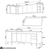 Armário De Cozinha Modulado De Canto Direito 5 Peças Cp44 Balcão Com Tampo Castanho/preto - Lumil