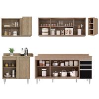 Armário De Cozinha Modulado De Canto Direito 5 Peças Cp44 Balcão Com Tampo Castanho/preto - Lumil - 6