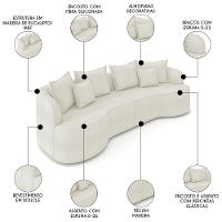 Sofá 3 Lugares 230cm Orgânico Quito K04 Boucle Areia - Mpozenato - 3