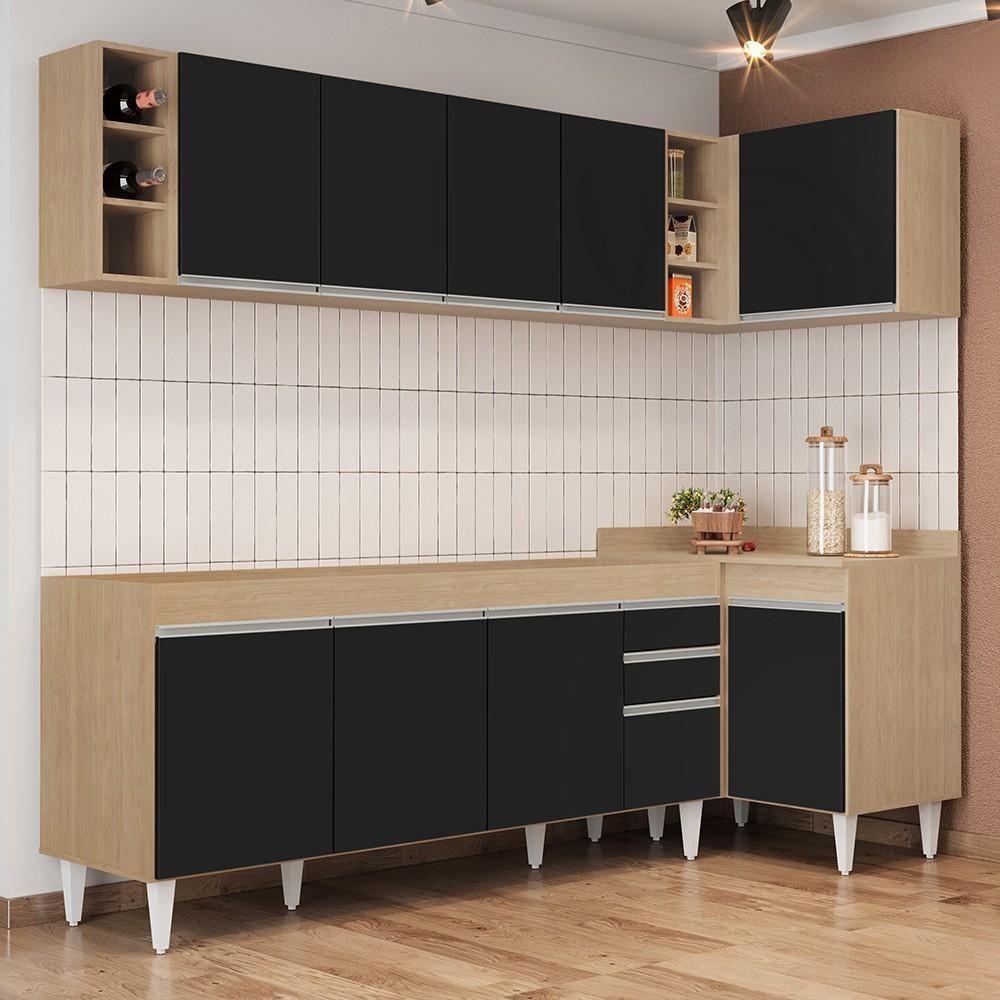 Armário De Cozinha Modulado De Canto Esquerdo 5 Peças Cp52 Balcão Sem Tampo Castanho/preto - Lumil - 2