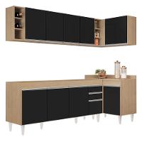 Armário De Cozinha Modulado De Canto Esquerdo 5 Peças Cp52 Balcão Sem Tampo Castanho/preto - Lumil - 1