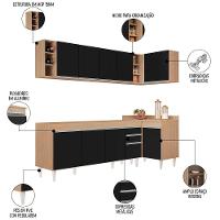 Armário De Cozinha Modulado De Canto Esquerdo 5 Peças Cp52 Balcão Sem Tampo Castanho/preto - Lumil - 3