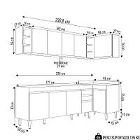 Armário De Cozinha Modulado De Canto Esquerdo 5 Peças Cp52 Balcão Sem Tampo Castanho/preto - Lumil
