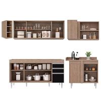 Armário De Cozinha Modulado De Canto Esquerdo 5 Peças Cp52 Balcão Sem Tampo Castanho/preto - Lumil - 6