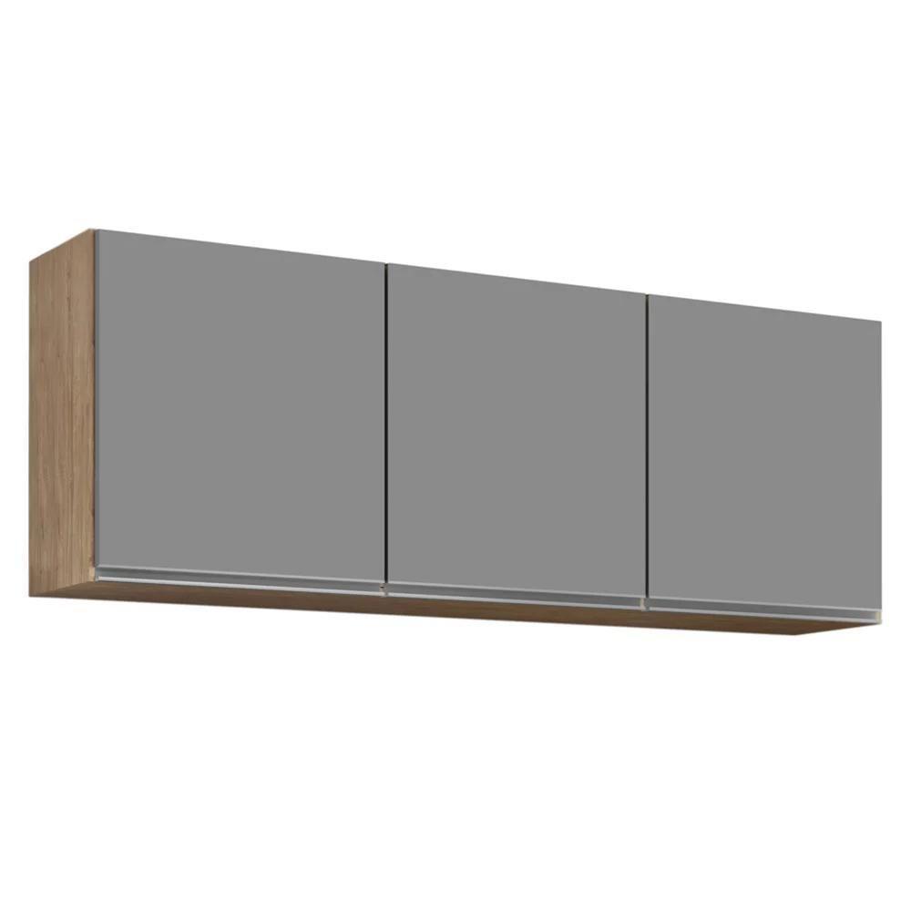 Armário De Cozinha Modulado De Canto Direito 4 Peças Cp41 Balcão Com Tampo Castanho/cinza - Lumil - 8