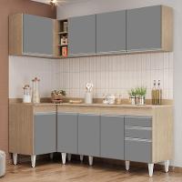 Armário De Cozinha Modulado De Canto Direito 4 Peças Cp41 Balcão Com Tampo Castanho/cinza - Lumil - 2