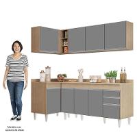 Armário De Cozinha Modulado De Canto Direito 4 Peças Cp41 Balcão Com Tampo Castanho/cinza - Lumil - 5