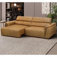 Sofá Retrátil 4 Lugares Sala 280cm Laurie L08 Couro Camel - Mpozenato - 5