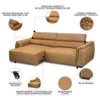 Sofá Retrátil 4 Lugares Sala 280cm Laurie L08 Couro Camel - Mpozenato - 6
