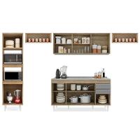 Armário De Cozinha Modulada 5 Peças Cp15 Balcão Com Pia Inox Castanho/cinza - Lumil - 5